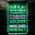 ADVPRO US Flag Flies with Soldiers Who Died Protect It  Dual Color LED Neon Sign st6-i3417 - White & Green