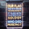 ADVPRO US Flag Flies with Soldiers Who Died Protect It  Dual Color LED Neon Sign st6-i3417 - White & Yellow
