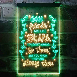 ADVPRO Good Friends Like Stars Always There Room  Dual Color LED Neon Sign st6-i3418 - Green & Yellow