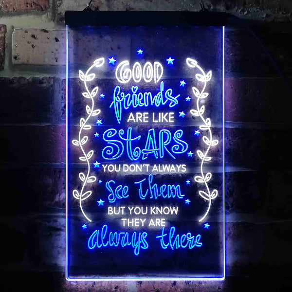 ADVPRO Good Friends Like Stars Always There Room  Dual Color LED Neon Sign st6-i3418 - White & Blue