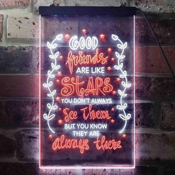 ADVPRO Good Friends Like Stars Always There Room  Dual Color LED Neon Sign st6-i3418 - White & Orange