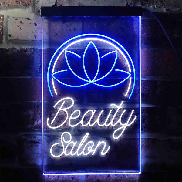 ADVPRO Beauty Salon Flower Decoration  Dual Color LED Neon Sign st6-i3424 - White & Blue