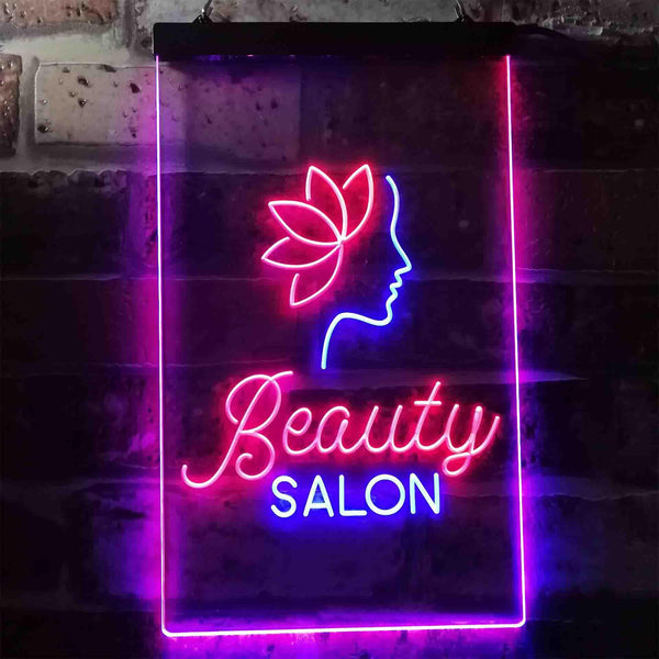 ADVPRO Flower Beauty Salon Woman  Dual Color LED Neon Sign st6-i3431 - Blue & Red