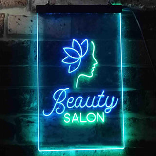 ADVPRO Flower Beauty Salon Woman  Dual Color LED Neon Sign st6-i3431 - Green & Blue