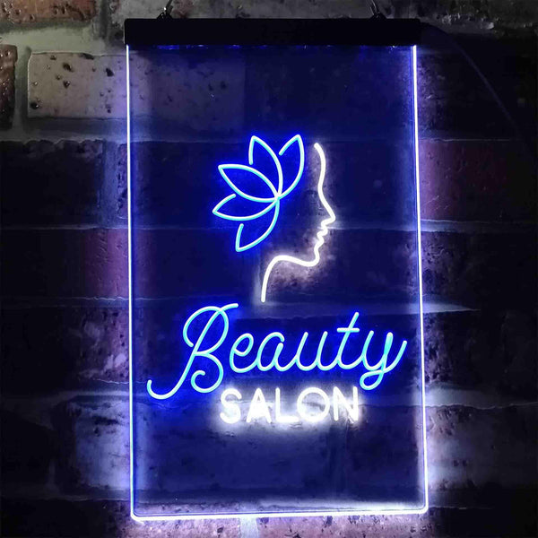 ADVPRO Flower Beauty Salon Woman  Dual Color LED Neon Sign st6-i3431 - White & Blue