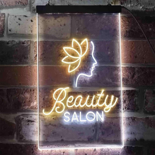 ADVPRO Flower Beauty Salon Woman  Dual Color LED Neon Sign st6-i3431 - White & Yellow
