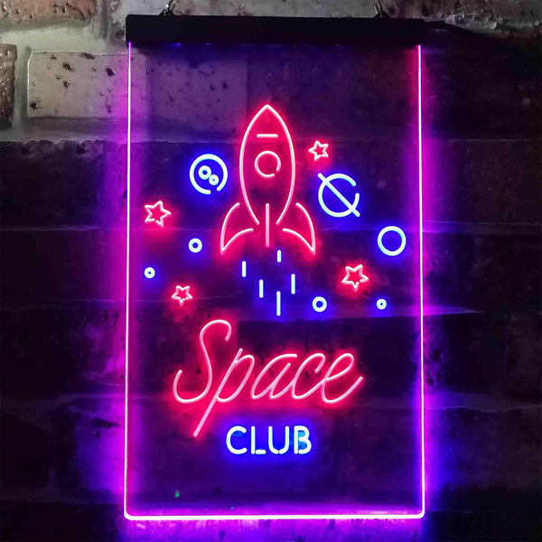 ADVPRO Space Club Rocket Kid Room Decoration  Dual Color LED Neon Sign st6-i3435 - Blue & Red