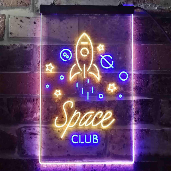 ADVPRO Space Club Rocket Kid Room Decoration  Dual Color LED Neon Sign st6-i3435 - Blue & Yellow