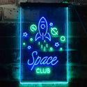 ADVPRO Space Club Rocket Kid Room Decoration  Dual Color LED Neon Sign st6-i3435 - Green & Blue