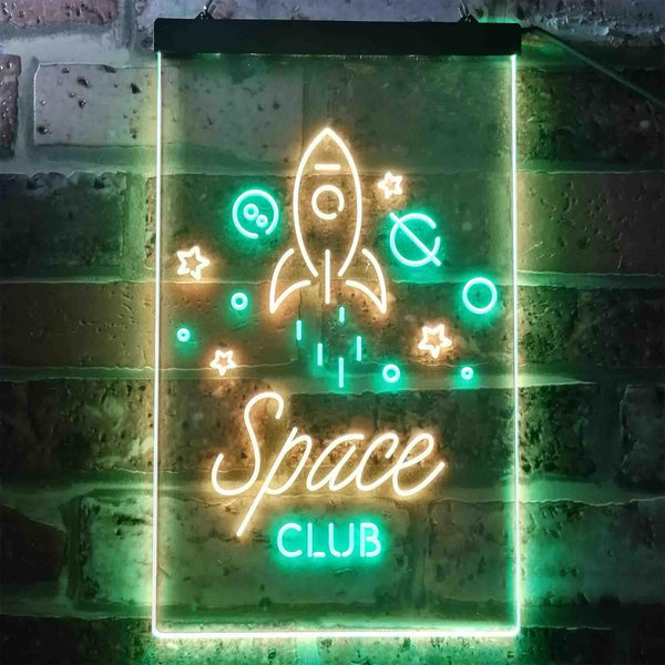 ADVPRO Space Club Rocket Kid Room Decoration  Dual Color LED Neon Sign st6-i3435 - Green & Yellow