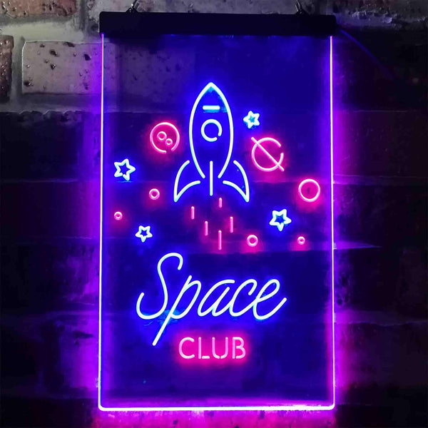 ADVPRO Space Club Rocket Kid Room Decoration  Dual Color LED Neon Sign st6-i3435 - Red & Blue