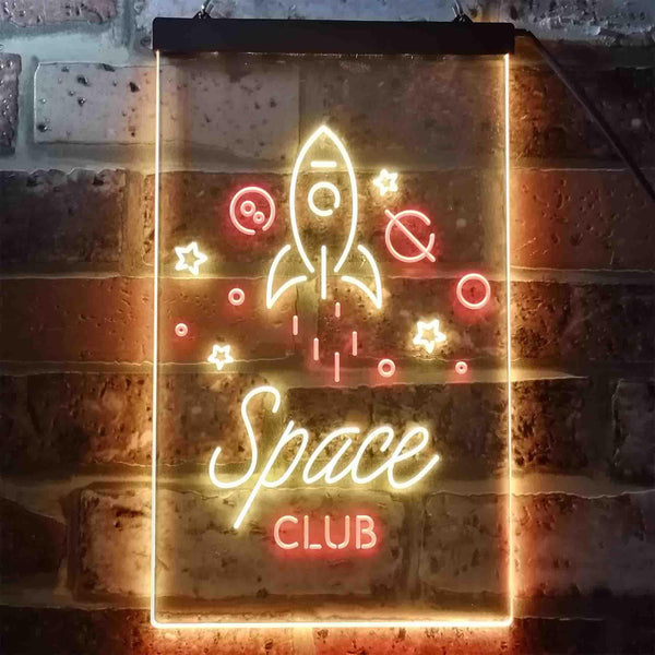 ADVPRO Space Club Rocket Kid Room Decoration  Dual Color LED Neon Sign st6-i3435 - Red & Yellow