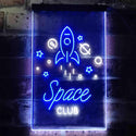 ADVPRO Space Club Rocket Kid Room Decoration  Dual Color LED Neon Sign st6-i3435 - White & Blue