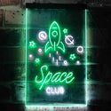 ADVPRO Space Club Rocket Kid Room Decoration  Dual Color LED Neon Sign st6-i3435 - White & Green