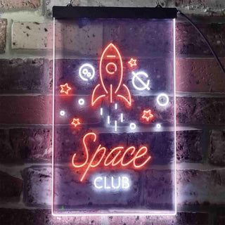 ADVPRO Space Club Rocket Kid Room Decoration  Dual Color LED Neon Sign st6-i3435 - White & Orange