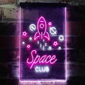 ADVPRO Space Club Rocket Kid Room Decoration  Dual Color LED Neon Sign st6-i3435 - White & Purple