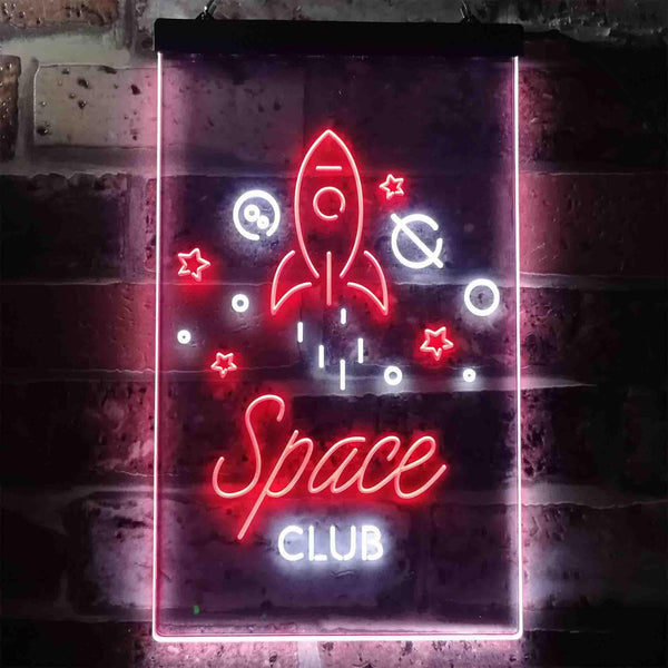 ADVPRO Space Club Rocket Kid Room Decoration  Dual Color LED Neon Sign st6-i3435 - White & Red