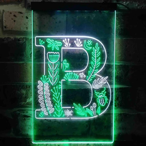 ADVPRO Letter B Initial Monogram Family Name  Dual Color LED Neon Sign st6-i3439 - White & Green
