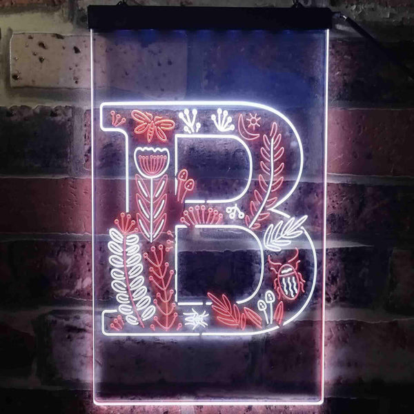 ADVPRO Letter B Initial Monogram Family Name  Dual Color LED Neon Sign st6-i3439 - White & Orange