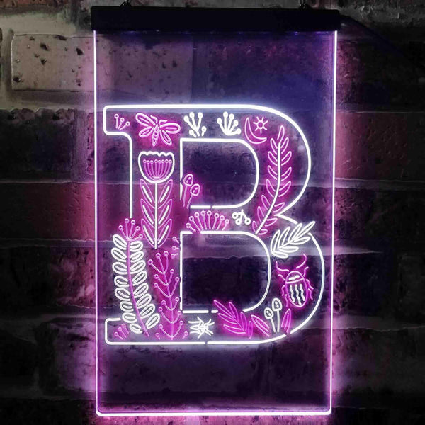 ADVPRO Letter B Initial Monogram Family Name  Dual Color LED Neon Sign st6-i3439 - White & Purple