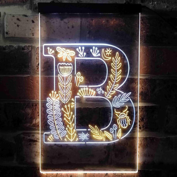 ADVPRO Letter B Initial Monogram Family Name  Dual Color LED Neon Sign st6-i3439 - White & Yellow