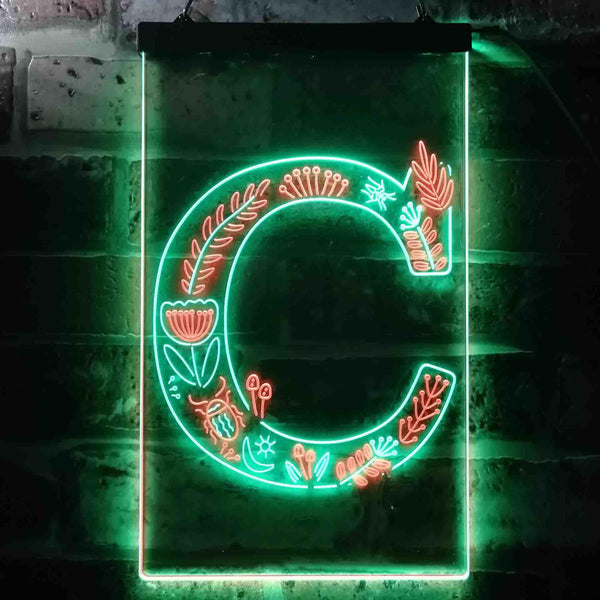 ADVPRO Letter C Initial Monogram Family Name  Dual Color LED Neon Sign st6-i3440 - Green & Red