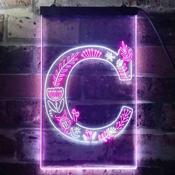 ADVPRO Letter C Initial Monogram Family Name  Dual Color LED Neon Sign st6-i3440 - White & Purple