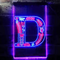 ADVPRO Letter D Initial Monogram Family Name  Dual Color LED Neon Sign st6-i3441 - Blue & Red