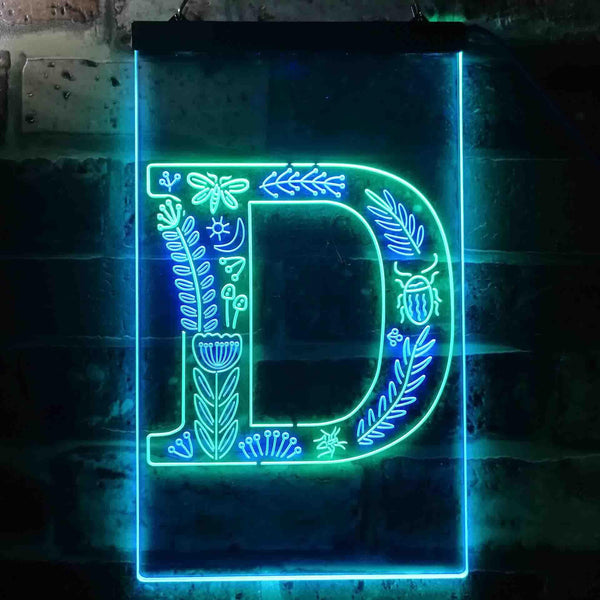 ADVPRO Letter D Initial Monogram Family Name  Dual Color LED Neon Sign st6-i3441 - Green & Blue