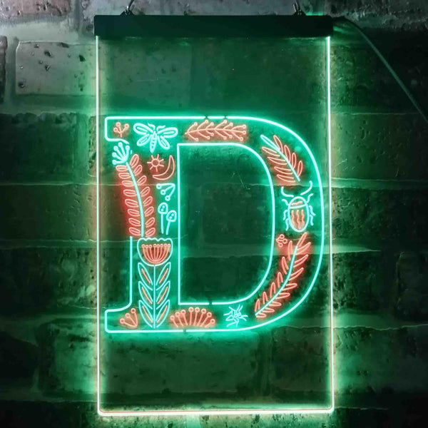 ADVPRO Letter D Initial Monogram Family Name  Dual Color LED Neon Sign st6-i3441 - Green & Red