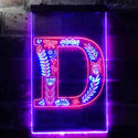 ADVPRO Letter D Initial Monogram Family Name  Dual Color LED Neon Sign st6-i3441 - Red & Blue