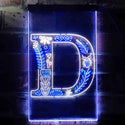 ADVPRO Letter D Initial Monogram Family Name  Dual Color LED Neon Sign st6-i3441 - White & Blue