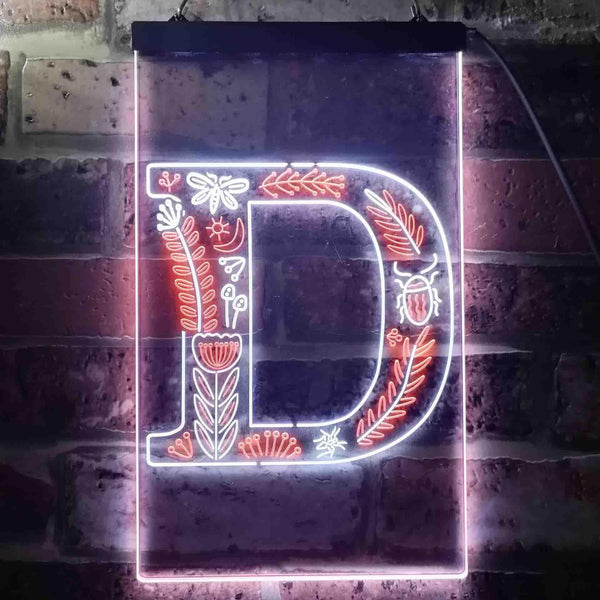 ADVPRO Letter D Initial Monogram Family Name  Dual Color LED Neon Sign st6-i3441 - White & Orange