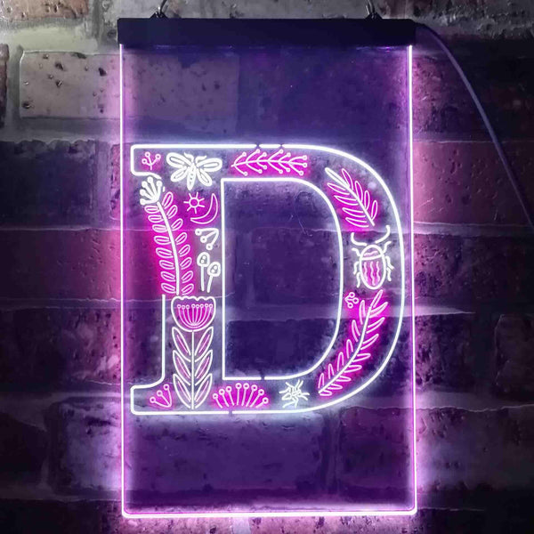 ADVPRO Letter D Initial Monogram Family Name  Dual Color LED Neon Sign st6-i3441 - White & Purple