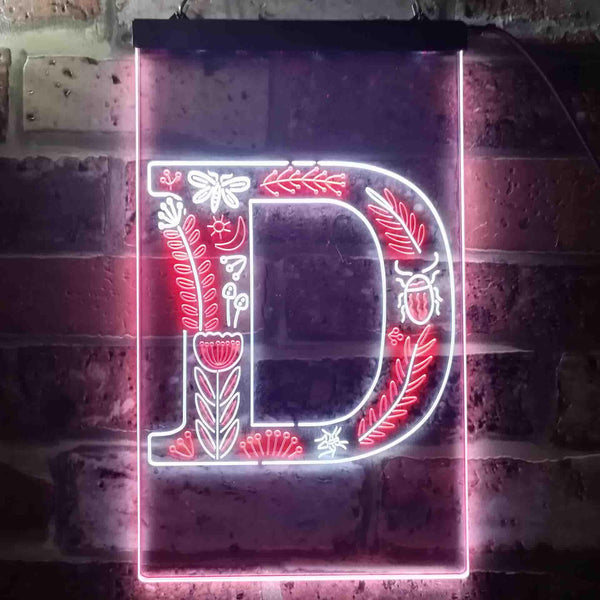 ADVPRO Letter D Initial Monogram Family Name  Dual Color LED Neon Sign st6-i3441 - White & Red