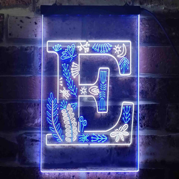 ADVPRO Letter E Initial Monogram Family Name  Dual Color LED Neon Sign st6-i3442 - White & Blue
