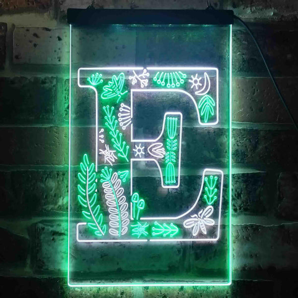 ADVPRO Letter E Initial Monogram Family Name  Dual Color LED Neon Sign st6-i3442 - White & Green