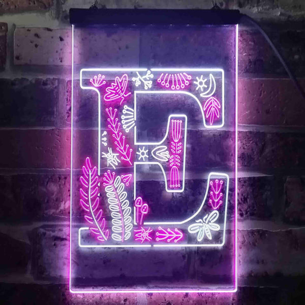 ADVPRO Letter E Initial Monogram Family Name  Dual Color LED Neon Sign st6-i3442 - White & Purple