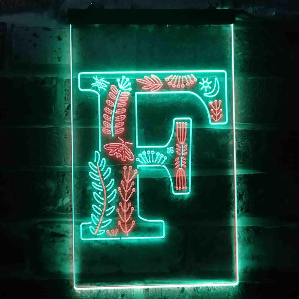 ADVPRO Letter F Initial Monogram Family Name  Dual Color LED Neon Sign st6-i3443 - Green & Red
