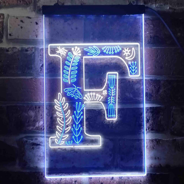 ADVPRO Letter F Initial Monogram Family Name  Dual Color LED Neon Sign st6-i3443 - White & Blue