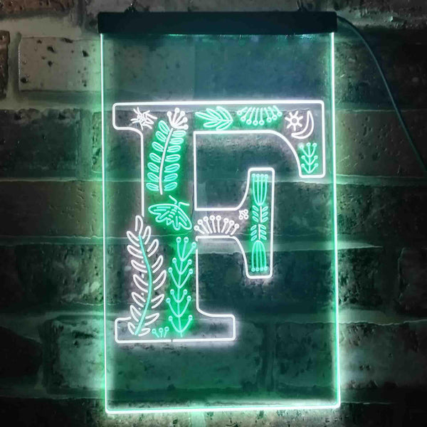 ADVPRO Letter F Initial Monogram Family Name  Dual Color LED Neon Sign st6-i3443 - White & Green