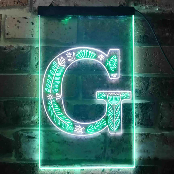 ADVPRO Letter G Initial Monogram Family Name  Dual Color LED Neon Sign st6-i3444 - White & Green