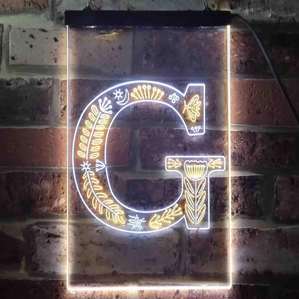ADVPRO Letter G Initial Monogram Family Name  Dual Color LED Neon Sign st6-i3444 - White & Yellow