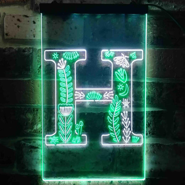 ADVPRO Letter H Initial Monogram Family Name  Dual Color LED Neon Sign st6-i3445 - White & Green