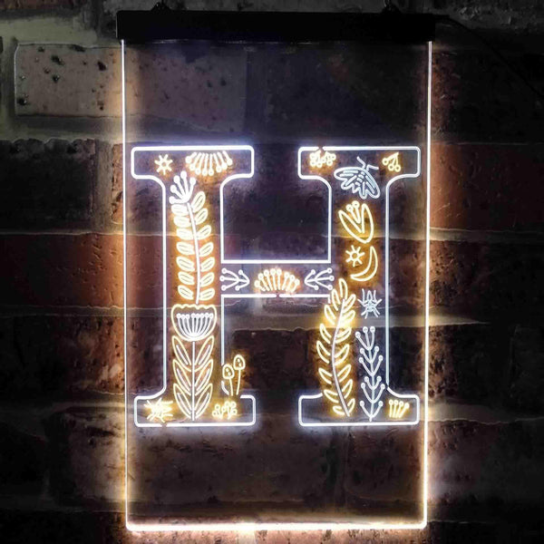 ADVPRO Letter H Initial Monogram Family Name  Dual Color LED Neon Sign st6-i3445 - White & Yellow