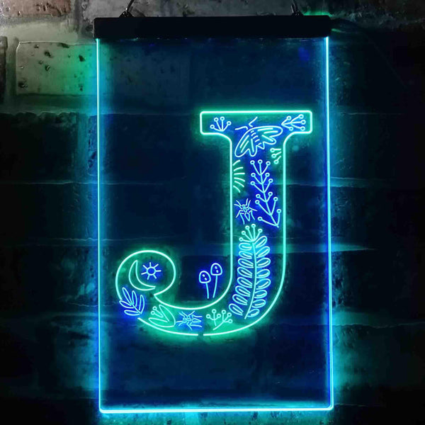 ADVPRO Letter J Initial Monogram Family Name  Dual Color LED Neon Sign st6-i3447 - Green & Blue