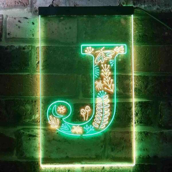 ADVPRO Letter J Initial Monogram Family Name  Dual Color LED Neon Sign st6-i3447 - Green & Yellow