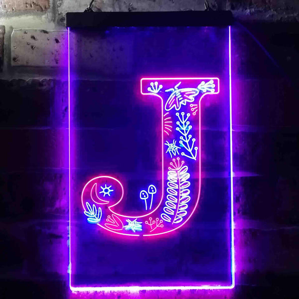 ADVPRO Letter J Initial Monogram Family Name  Dual Color LED Neon Sign st6-i3447 - Red & Blue