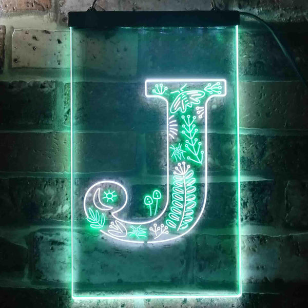 ADVPRO Letter J Initial Monogram Family Name  Dual Color LED Neon Sign st6-i3447 - White & Green