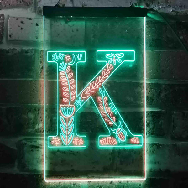 ADVPRO Letter K Initial Monogram Family Name  Dual Color LED Neon Sign st6-i3448 - Green & Red